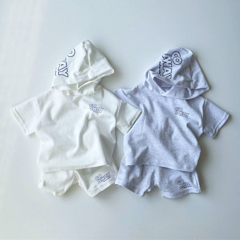 Hooded letter loose shorts casual two-piece set