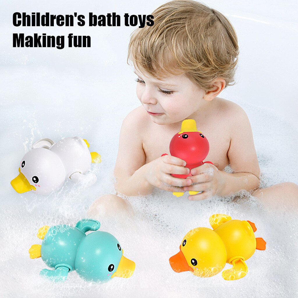 Summer2020 Bathroom Bath Shower Baby Clockwork Swimming Children Play Water Cute Little Yellow Duck Bathing Bathtub Toys For Kid