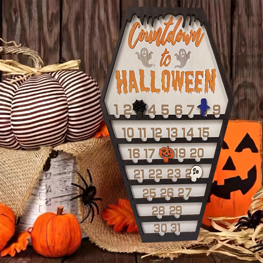 New Halloween wooden props decoration countdown sign countdown calendar