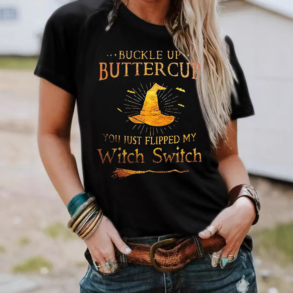T-shirt Halloween letters and wizard hat